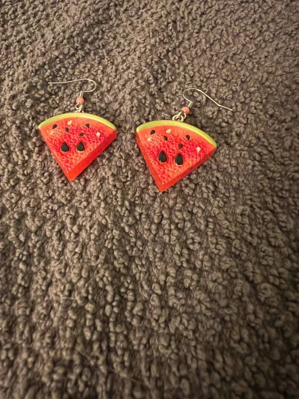 Handmade Resin Watermelon Slice Dangle Earrings | Summer Fruit Jewelry